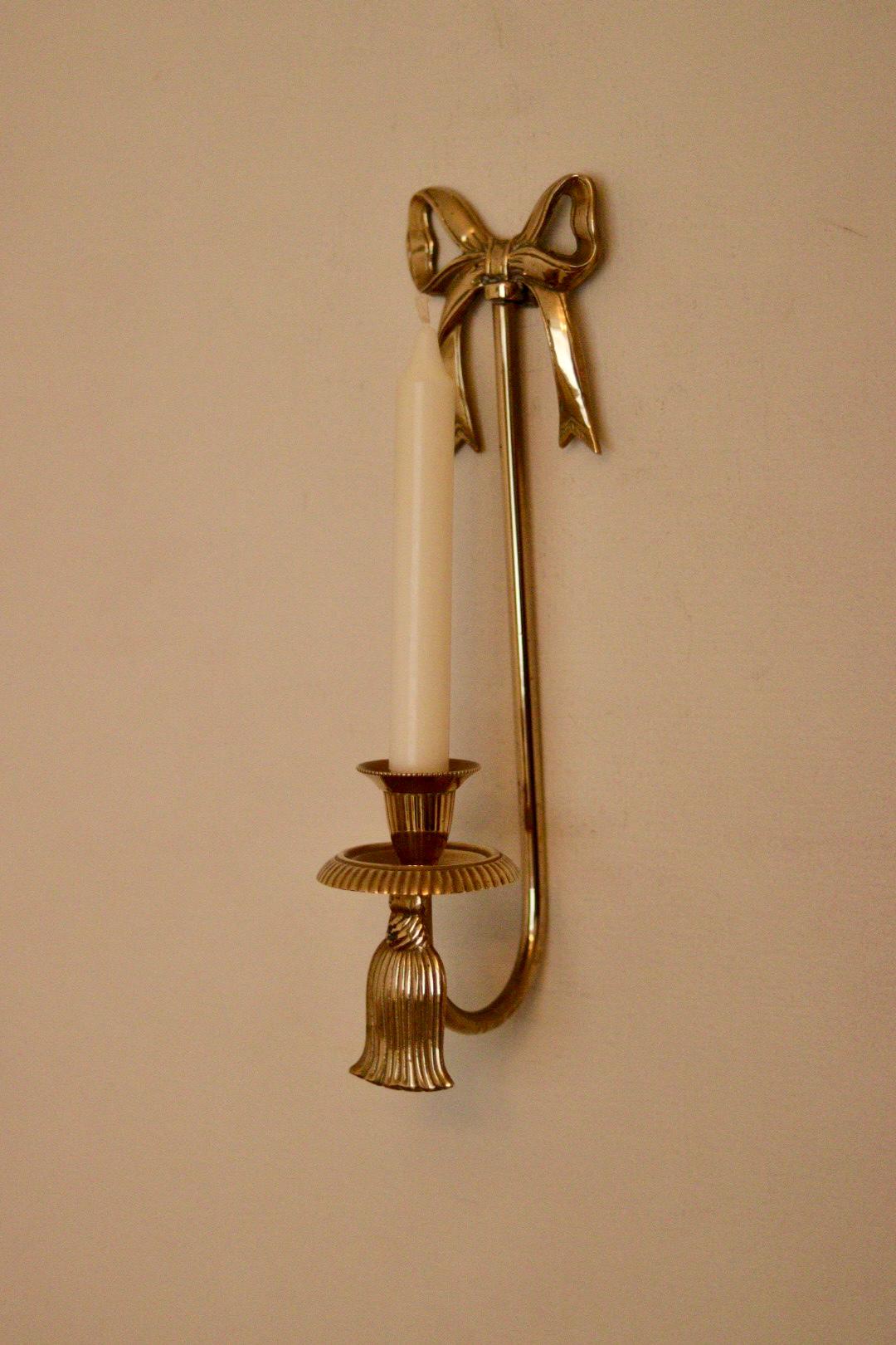 Large Vintage Brass Bow Sconce