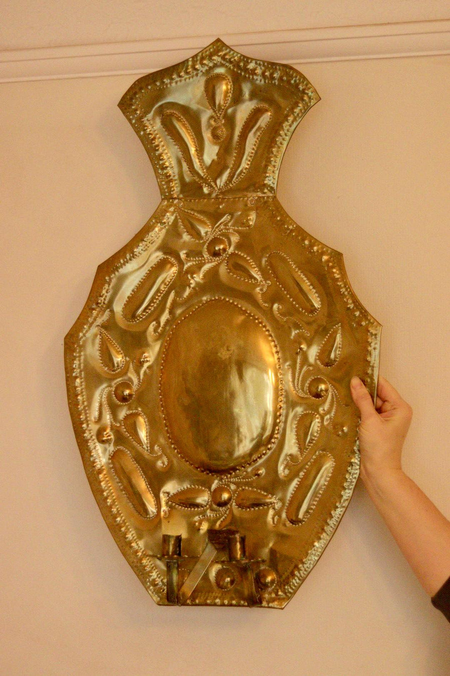 Baroque Style X-Large Mid-Century Brass Swedish Sconces