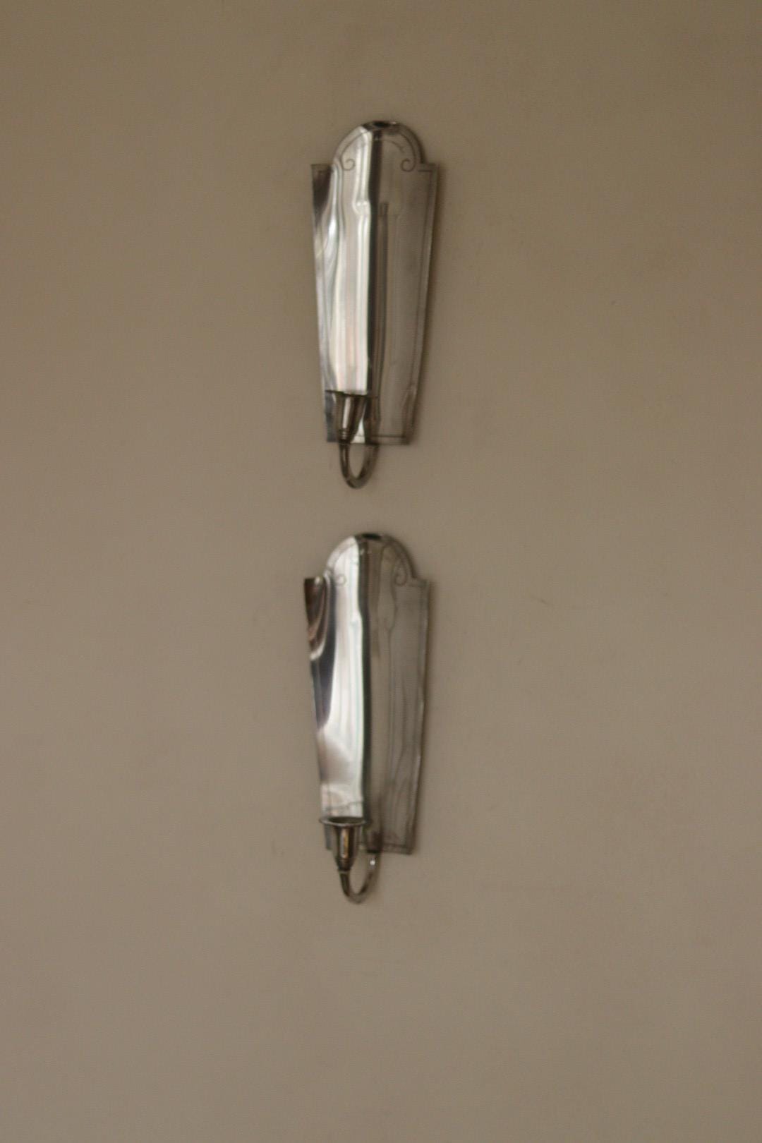Pair of Mid Century Swedish Pewter Sconces by Svenskt Tenn