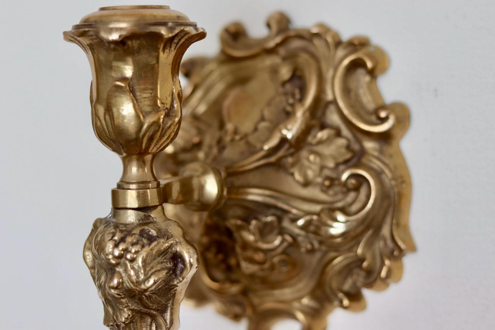 Single Mid Century Swedish Brass Sconce