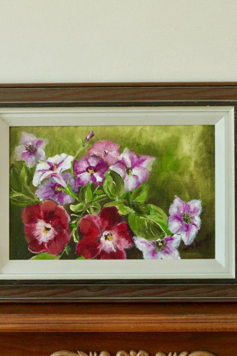 Original Swedish Mid Century Oil on Canvas "Flowers" - Vintage & Framed