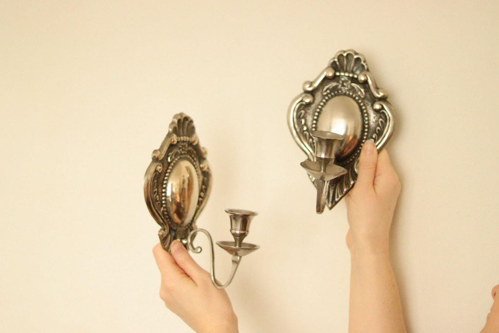 Pair of Mid Century Swedish Pewter Sconces