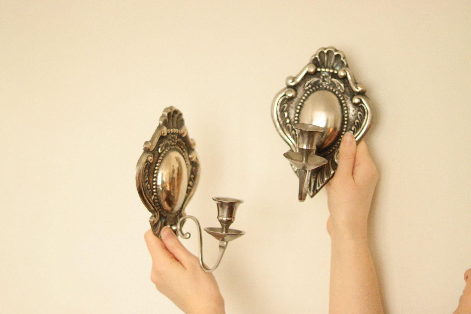 Pair of Mid Century Swedish Pewter Sconces