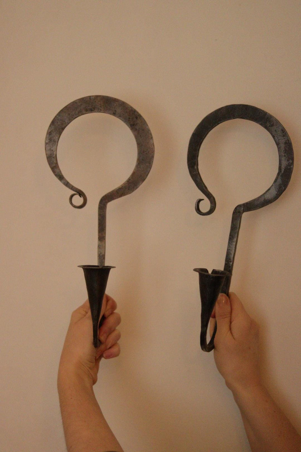 Pair of Wrought Iron Mid-Century Swedish Sconces  by Akta