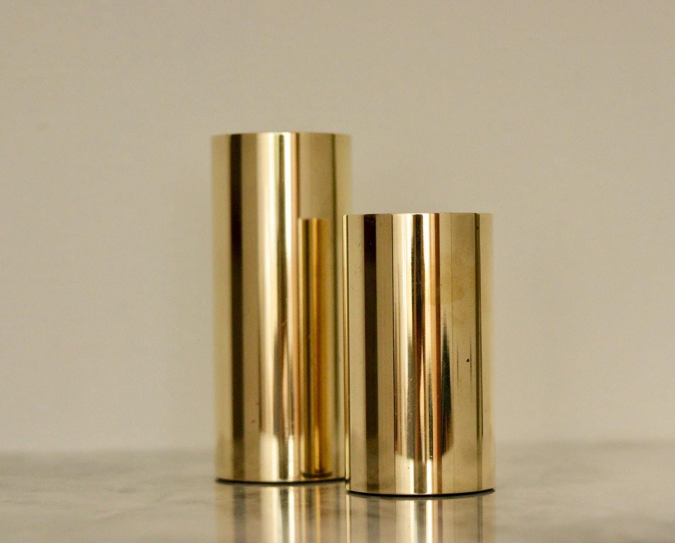 Pair of Mid-Century Norwegian Brass Candle Holders by Colseth