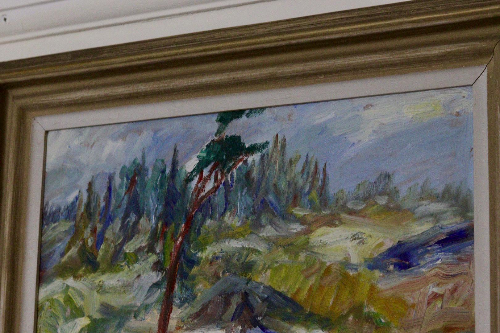 Mid-Century Original Swedish Oil on Panel "Landscape" Vintage & Framed