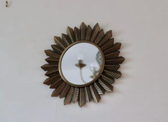 Vintage Style metal Sun Burst Wall Mirror