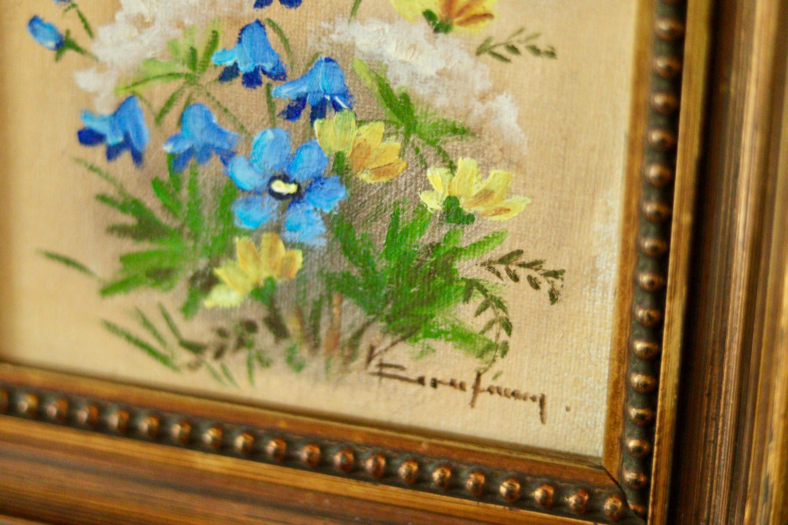 Original Swedish Vintage Panel Painting – “Wildflower”