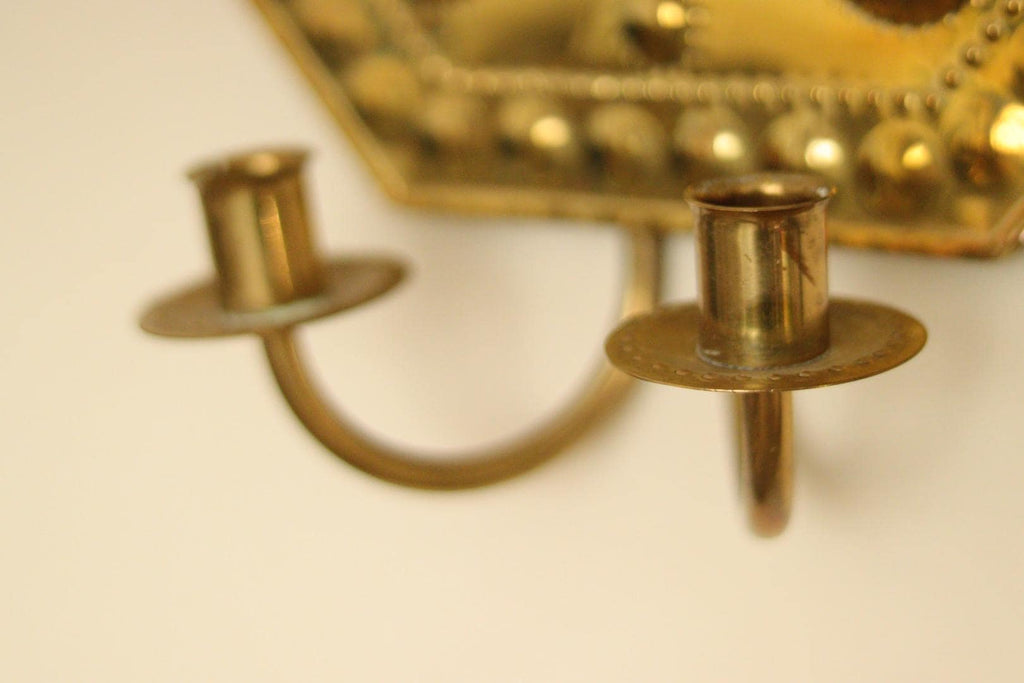 SINGLE Mid Century Swedish Brass Sconce for two candles
