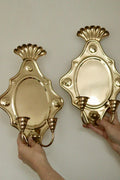 Baroque Style Large Mid-Century Brass Swedish Sconces