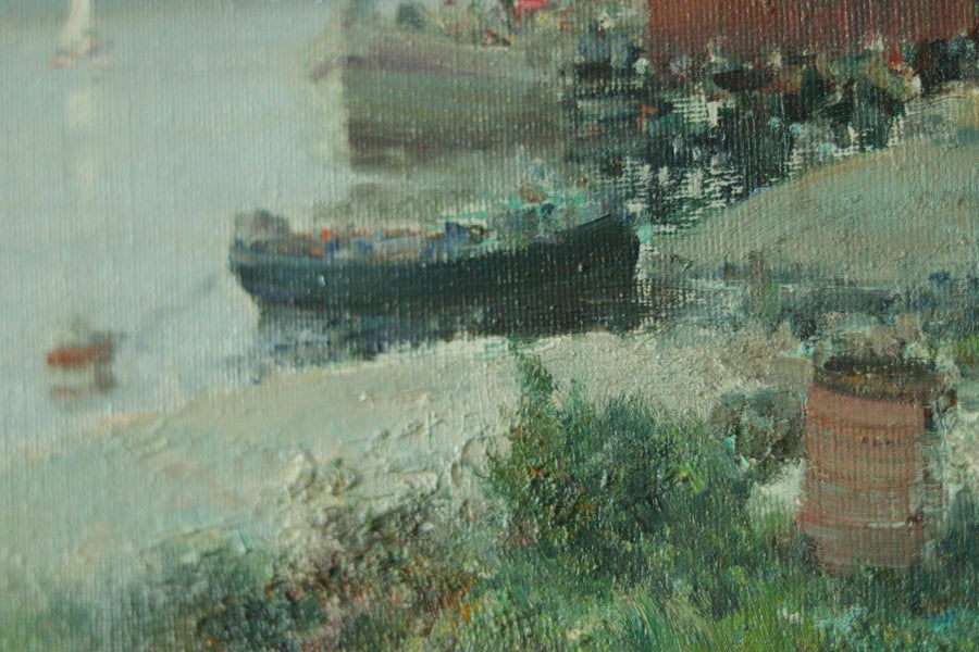 Vintage Oil on Canvas – “Sjöbodar