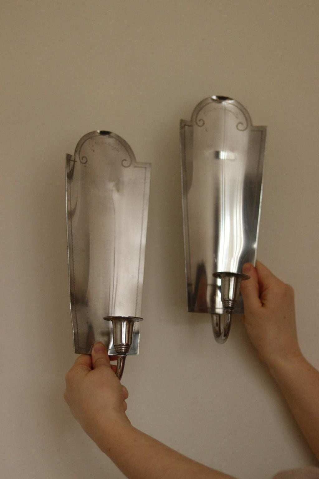 Pair of Mid Century Swedish Pewter Sconces by Svenskt Tenn