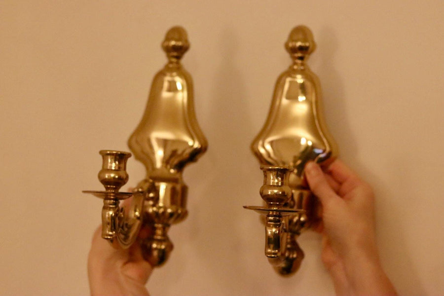 A Pair of Mid Century Swedish Brass Sconces