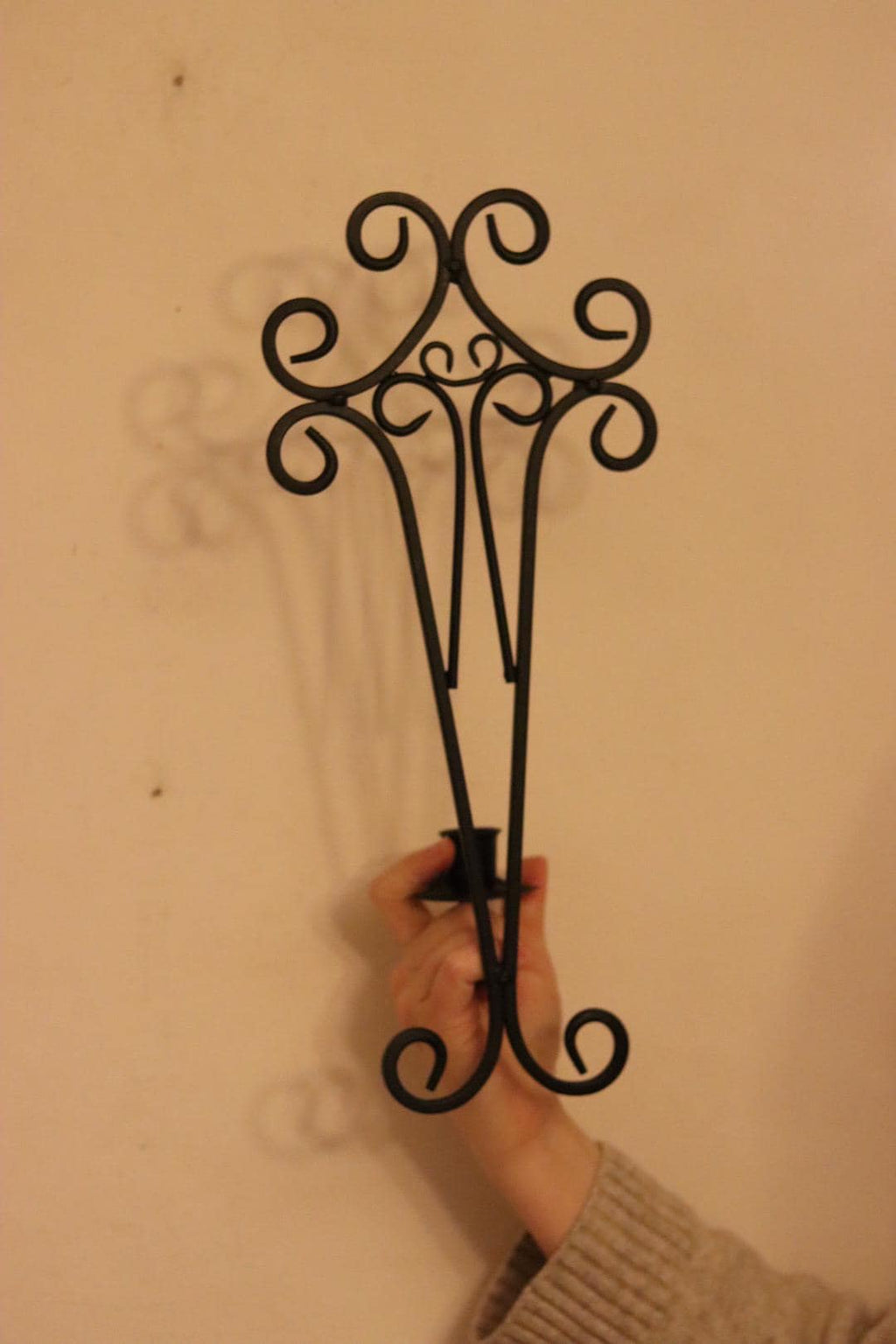 Pair of vintage black metal sconces
