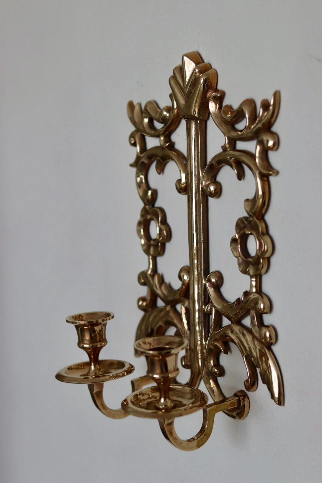 Single Mid Century Swedish Brass Sconce