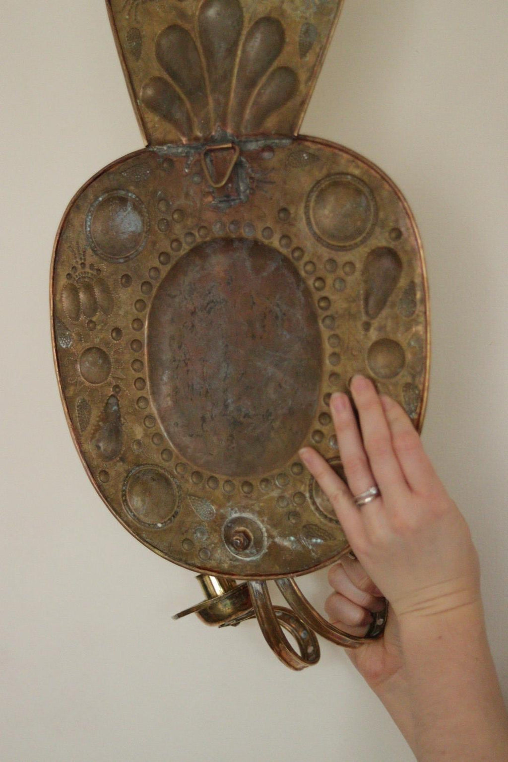 Pair of Large  Mid Century Swedish  Brass Baroque Sconces with double arm Design