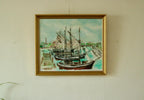 Original Mid-Century Oil on Canvas – “At The Dock”