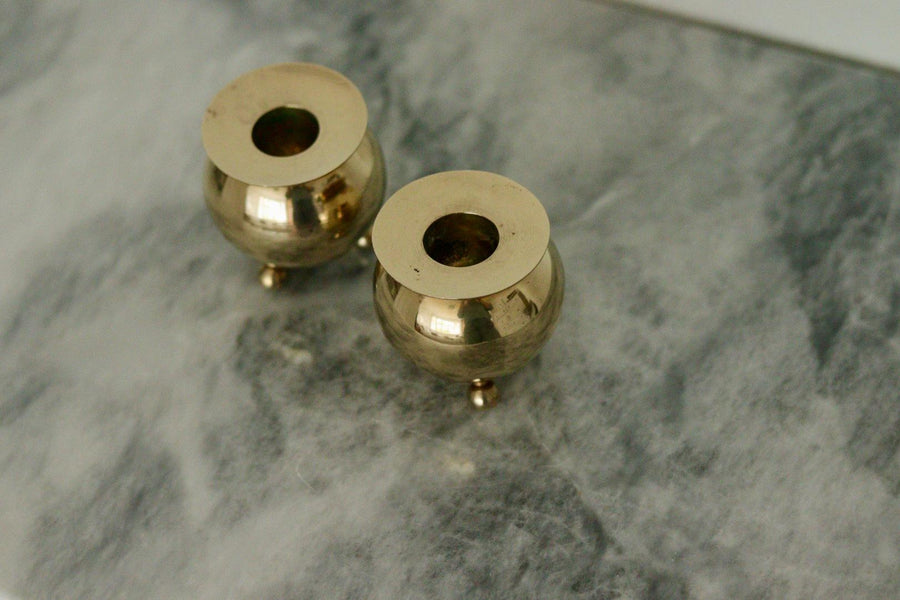 Pair of Mid-Century Swedish Brass Candle Holders