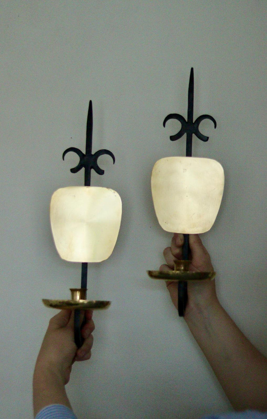 Pair of Mid Century Swedish Metal Sconces