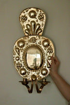 Pair of Large  Mid Century Swedish  Brass Baroque Sconces with double arm Design