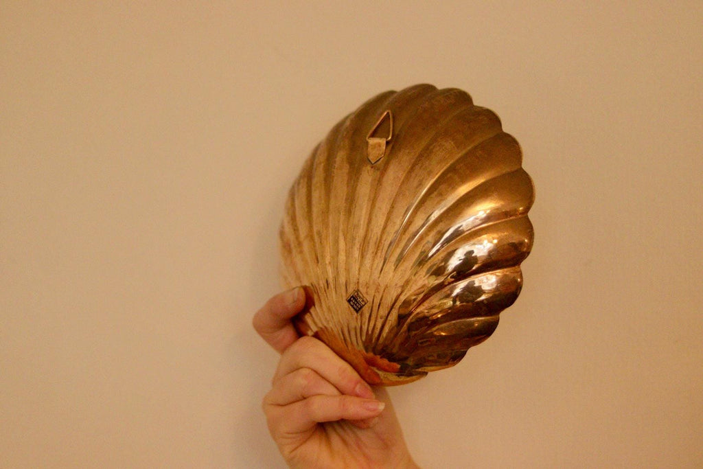 Pair of Mid-Century Brass Scallop Shell Sconces
