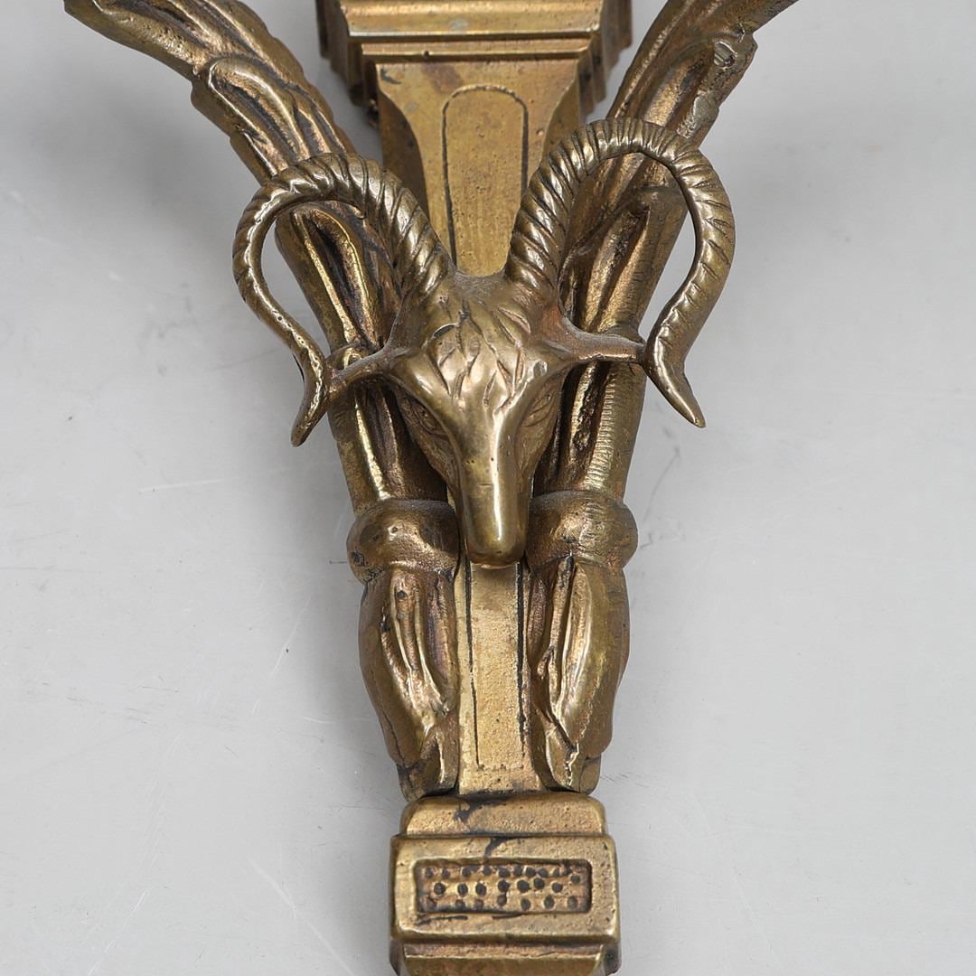 Pair Of Mid Century Gustavian Style Brass  Wall Sconces