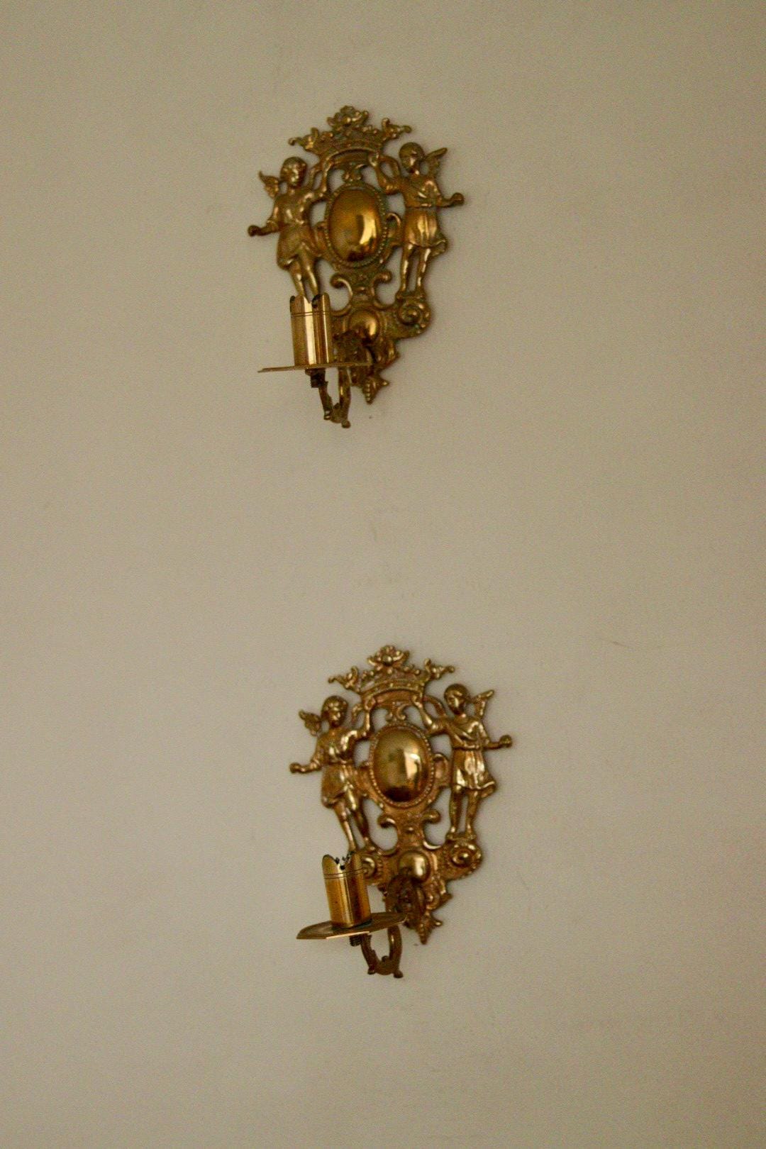 Pair Of Large Mid Century Swedish Brass Sconces