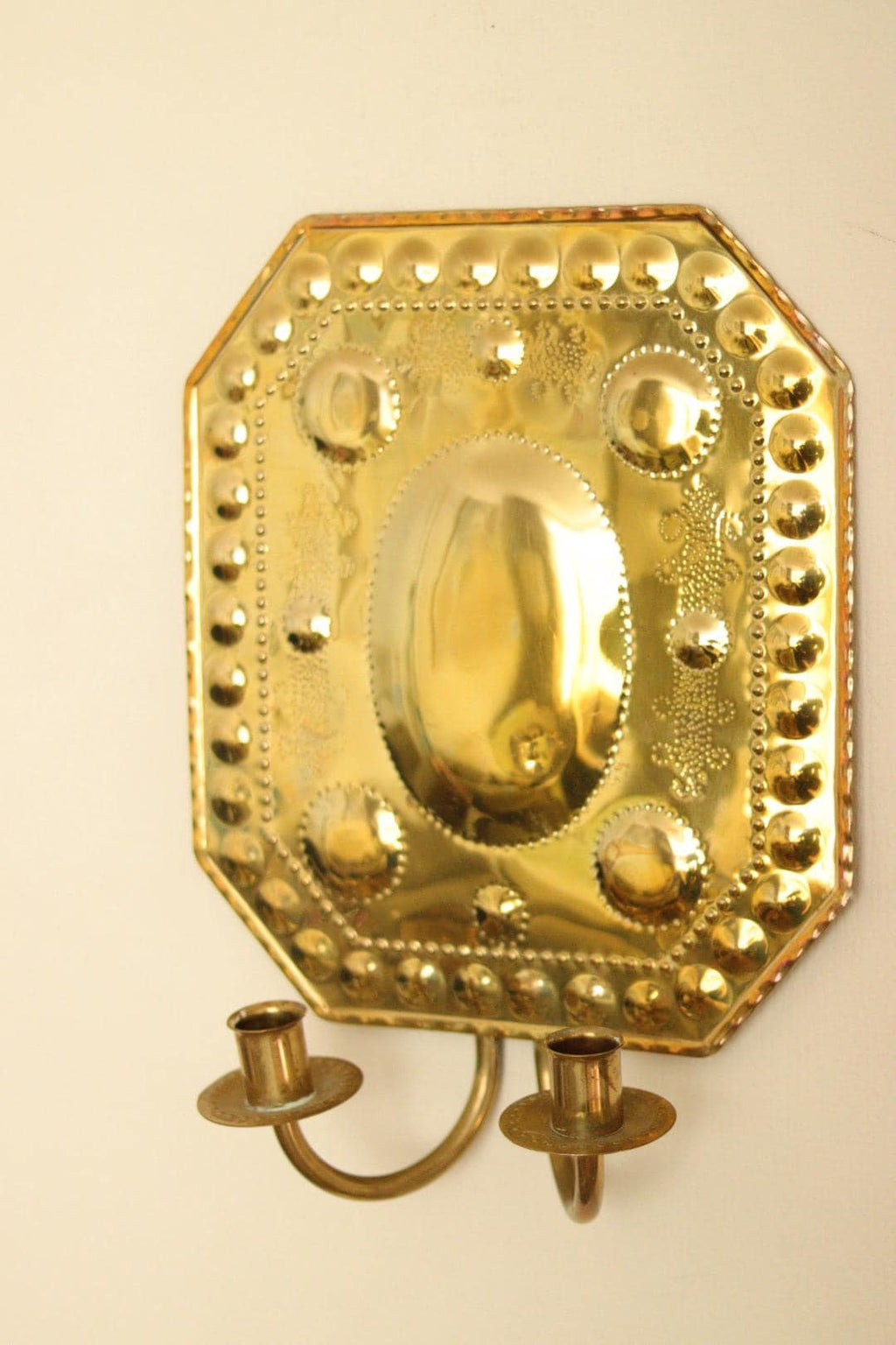 SINGLE Mid Century Swedish Brass Sconce for two candles