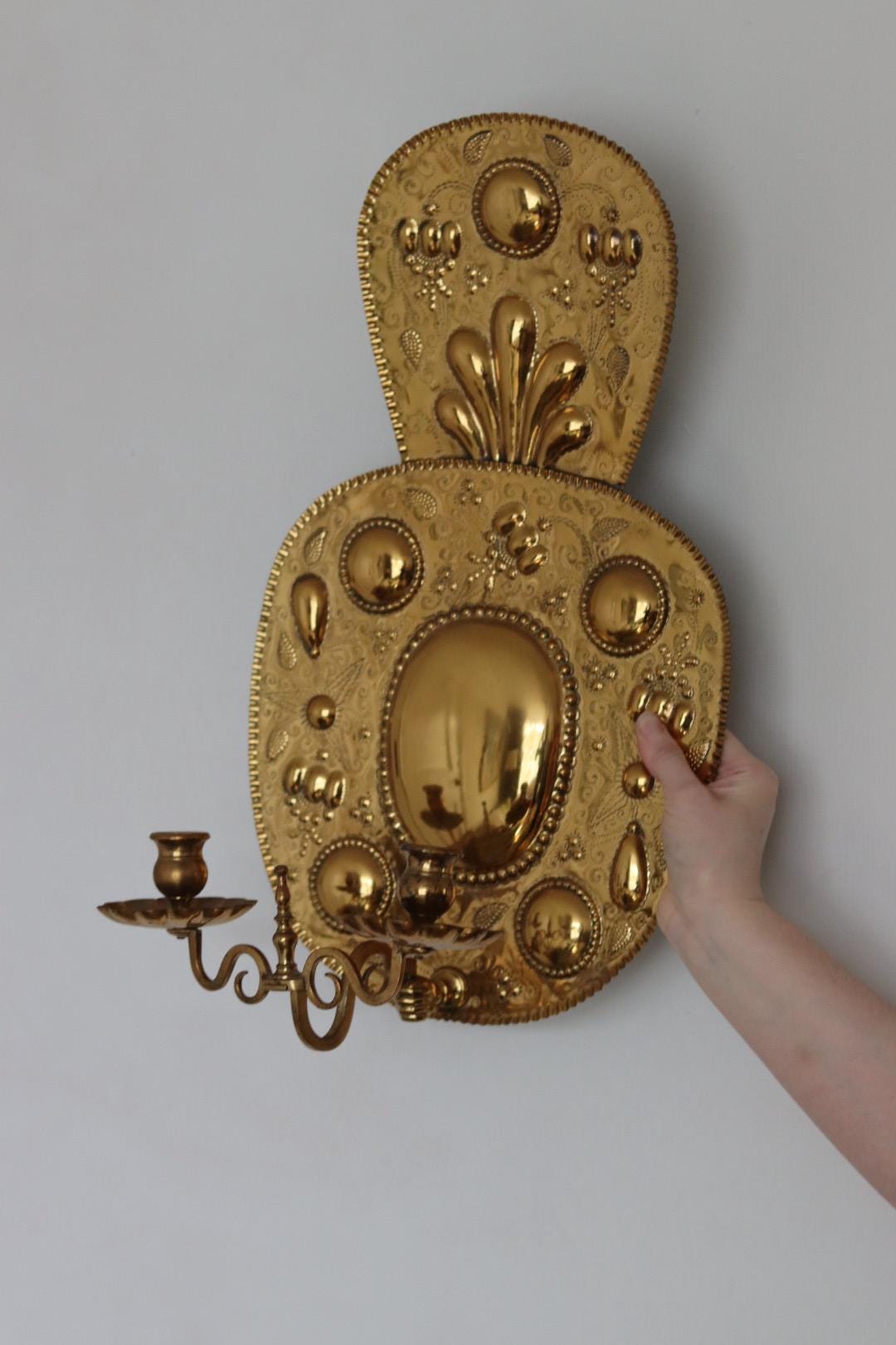 Large Mid-Century Swedish Brass Swedish Sconces