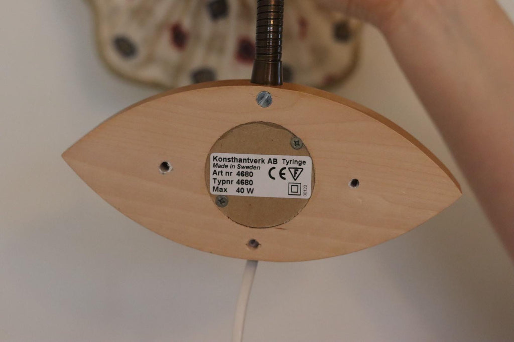 Vintage Wooden and Brass Wall Lamps by Tyringe Sweden 1970s