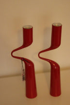 Pair of Vintage Red Metal Candleholders by Mikaela Dorfman for Menu Denmark