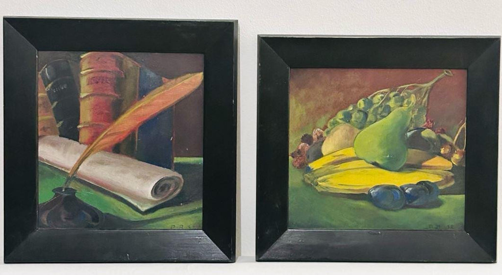 Swedish Mid-Century Oil On Panel Paintings "Pair of Still Life Panels"