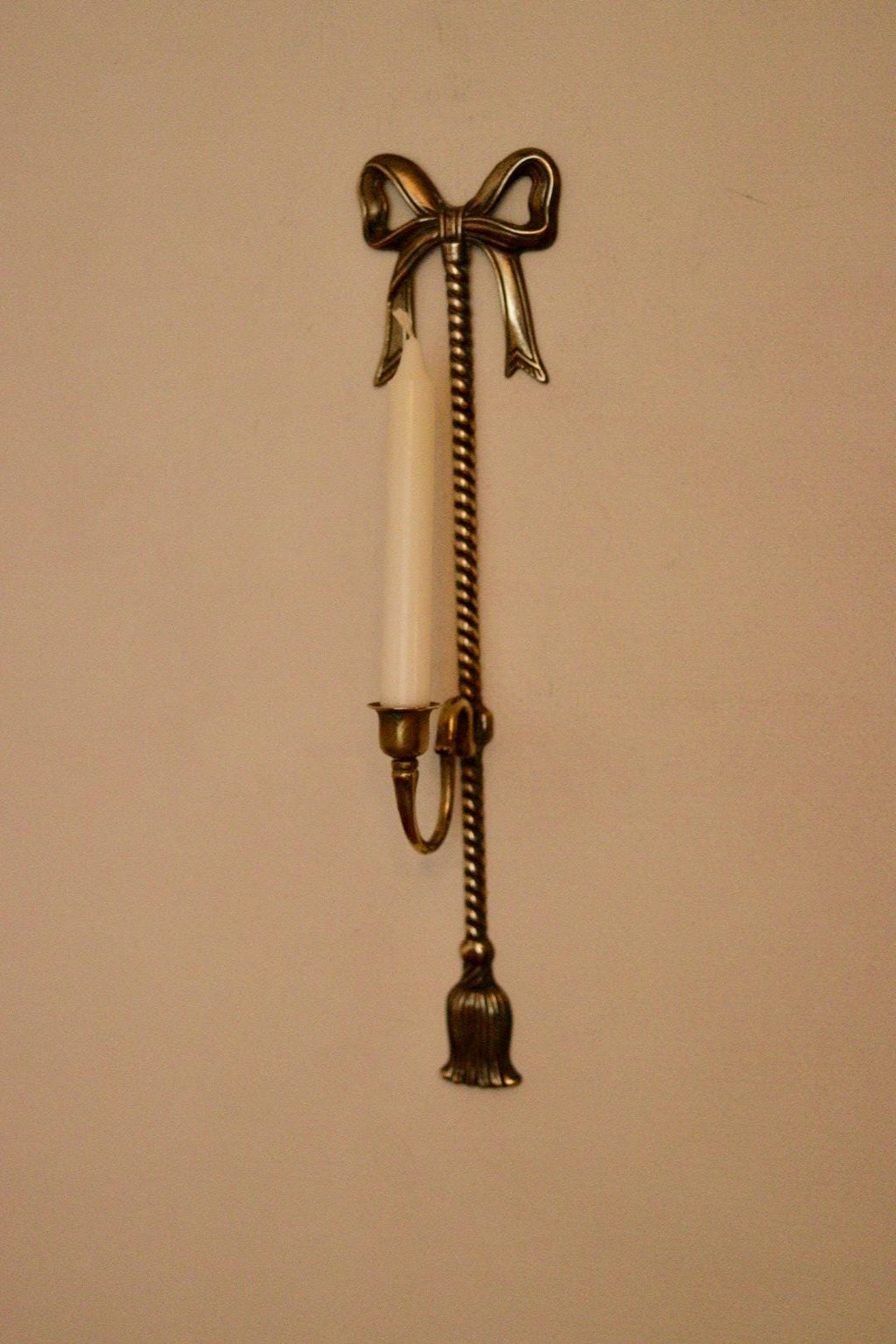 Large Vintage French Brass Bow Sconce