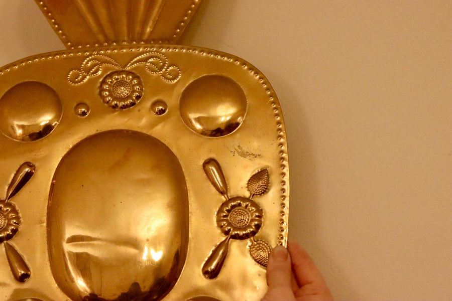 Baroque Style Large Mid-Century Brass Swedish Sconces