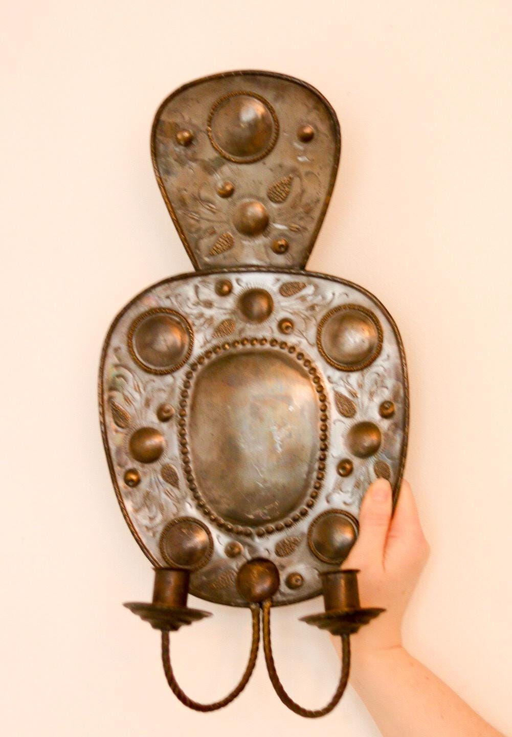 Pair of Large Mid-Century Swedish Metal Sconces