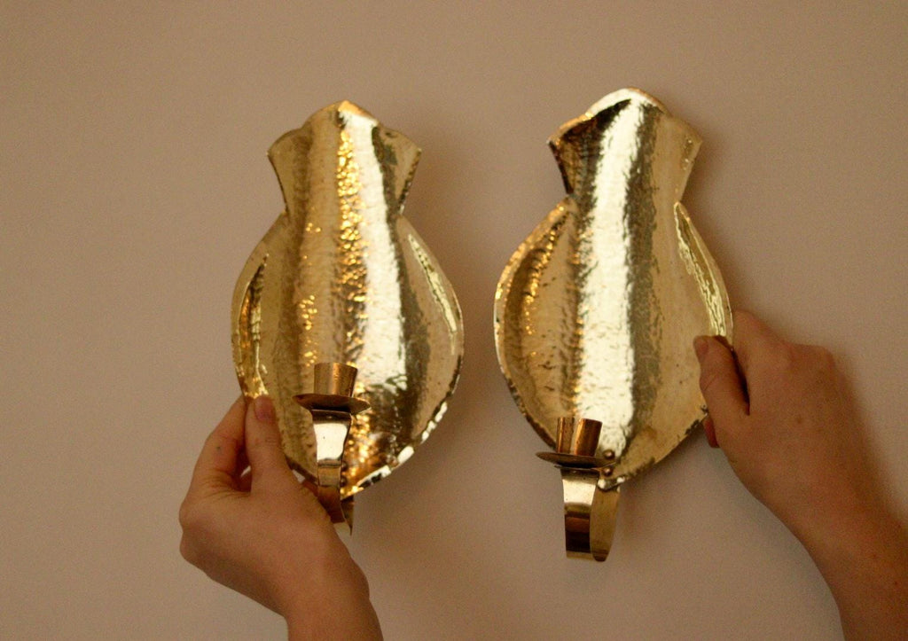 Pair of Mid Century Swedish Brass Sconces