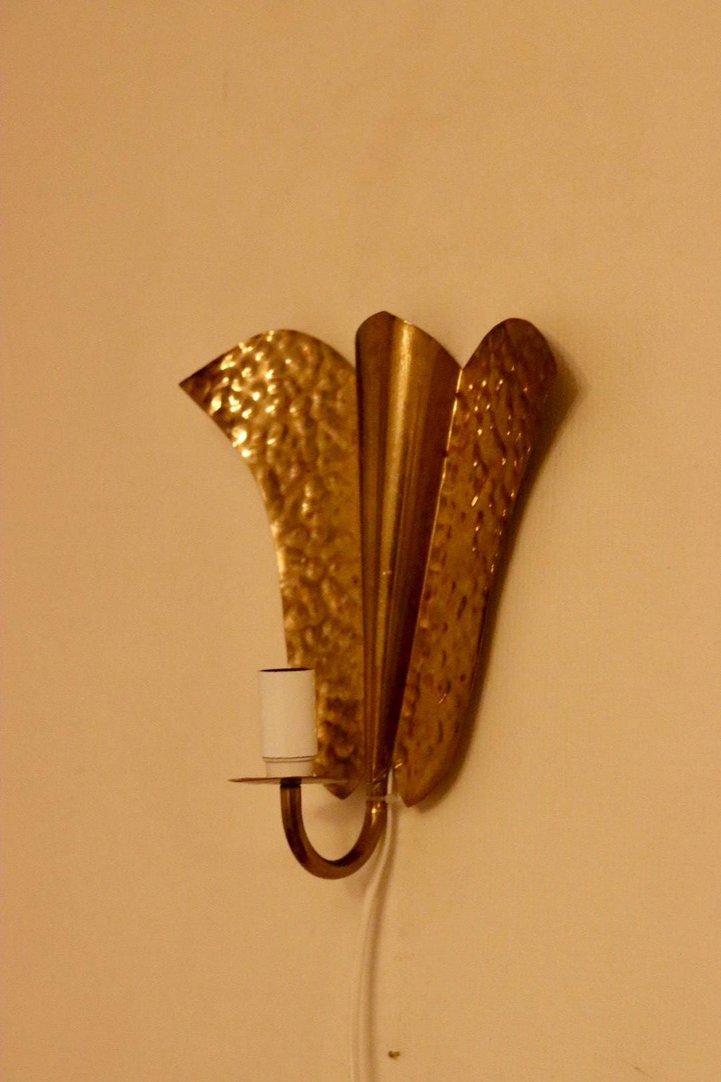 Pair of Swedish Mid-century Brass Electric Sconces