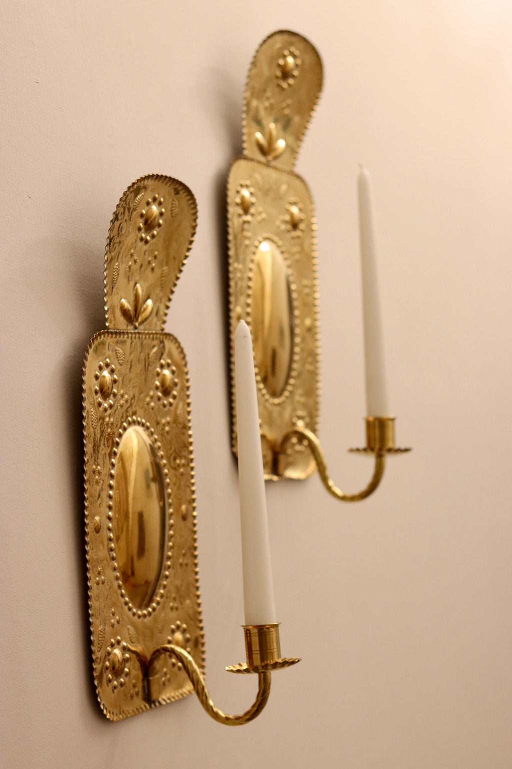 Pair of Antique  Swedish Brass Sconces C 1800