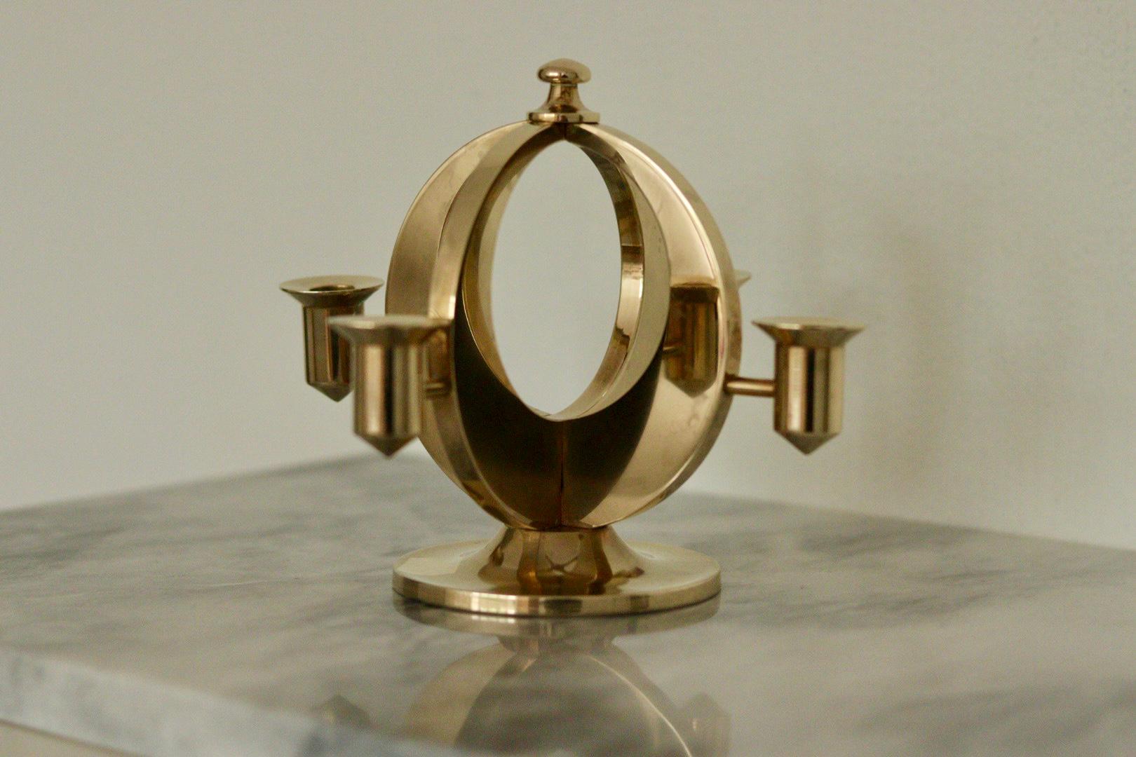 Swedish Brass Candelabra by Arthur Pe Kolbäck
