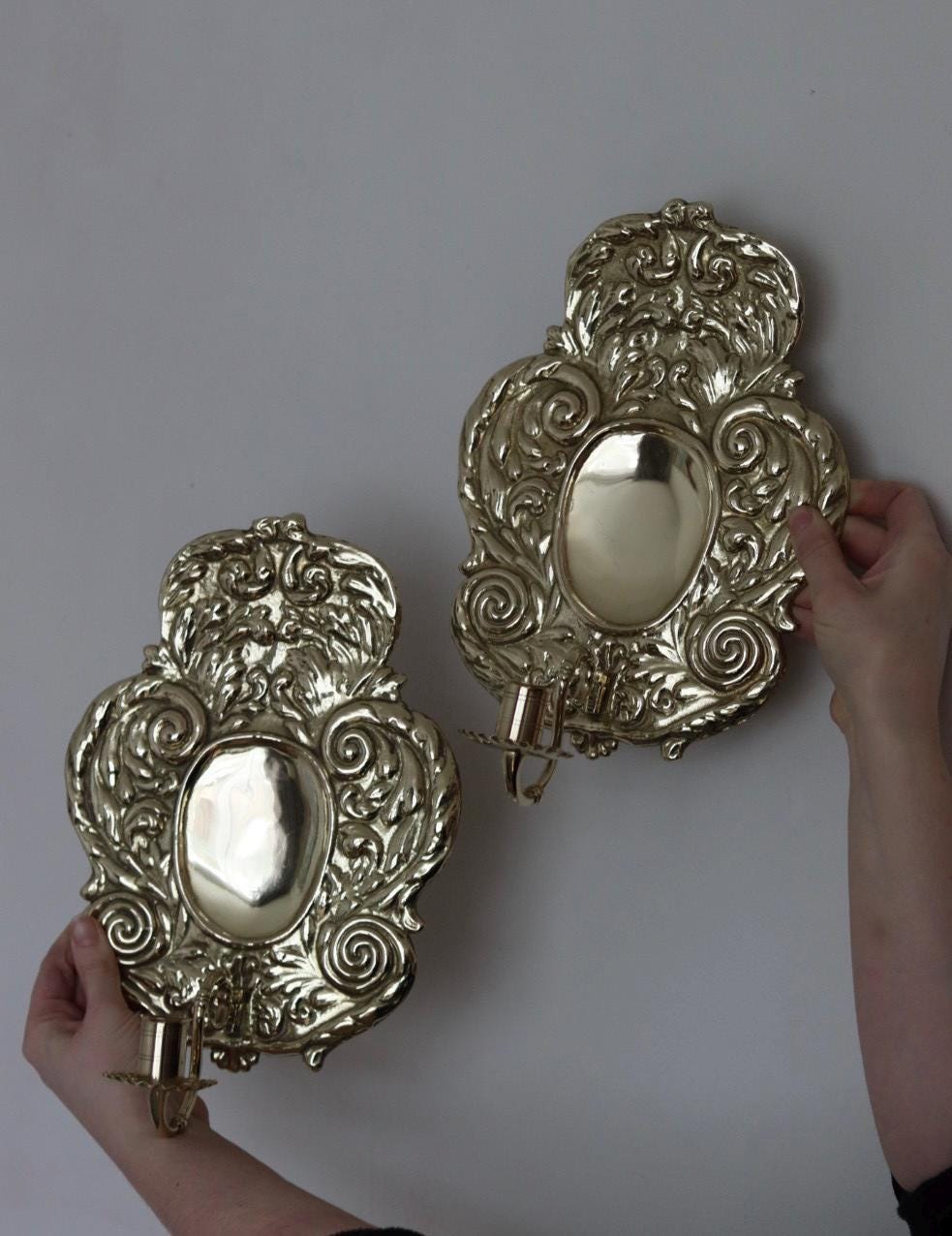 Pair Of Mid Century Swedish Brass Sconces