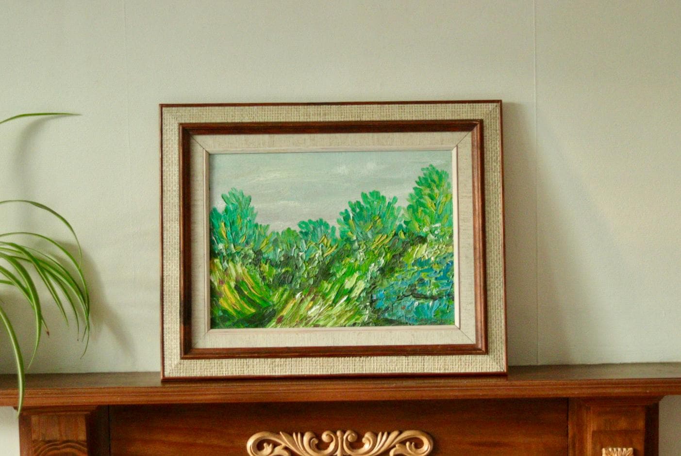 Mid-Century Original Oil on Canvas – “Vibrant Landscape”