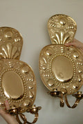 Pair of Large  Mid Century Swedish  Brass Baroque Sconces with double arm Design