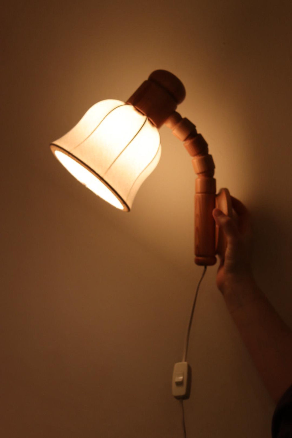 Pair of Vintage Wall Lamps by Solbackens Svarveri, Sweden, 1970s - Pine Wood