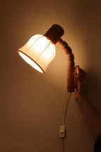 Pair of Vintage Wall Lamps by Solbackens Svarveri, Sweden, 1970s - Pine Wood