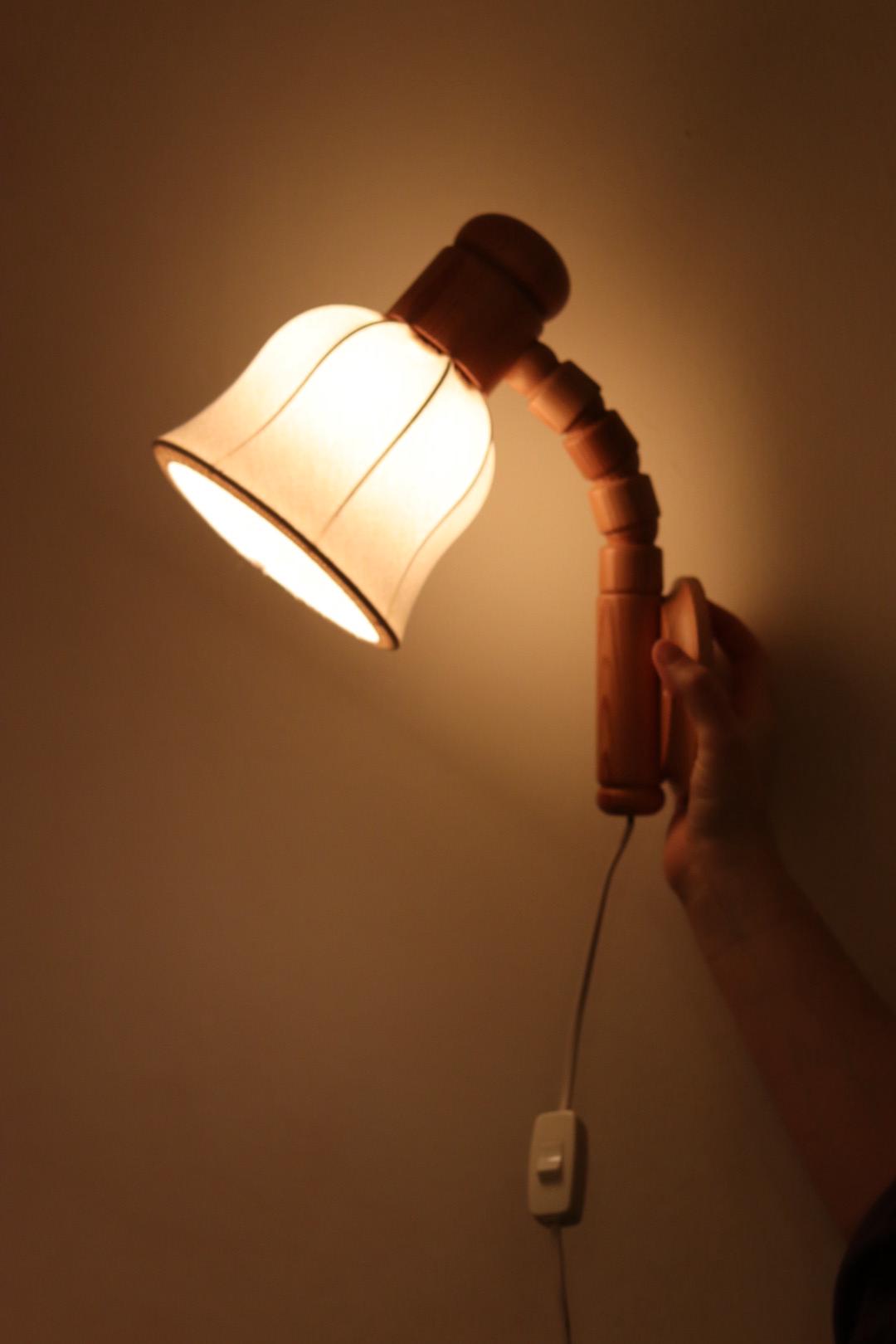 Pair of Vintage Wall Lamps by Solbackens Svarveri, Sweden, 1970s - Pine Wood