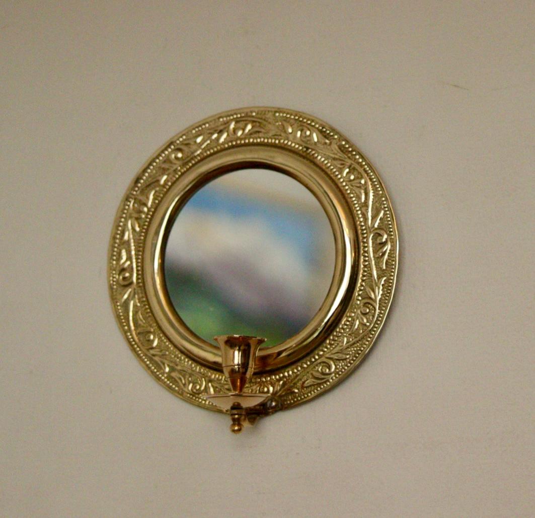 Vintage Brass Sconce with Mirror