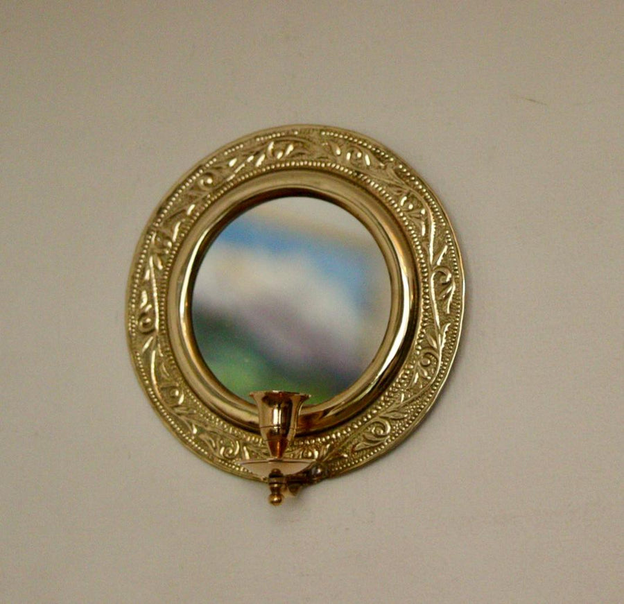 Vintage Brass Sconce with Mirror