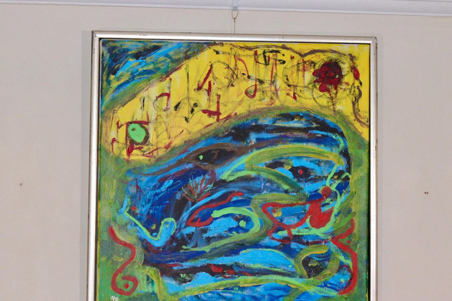 Original Swedish Mid-Century Oil On Panel Painting " Abstract "