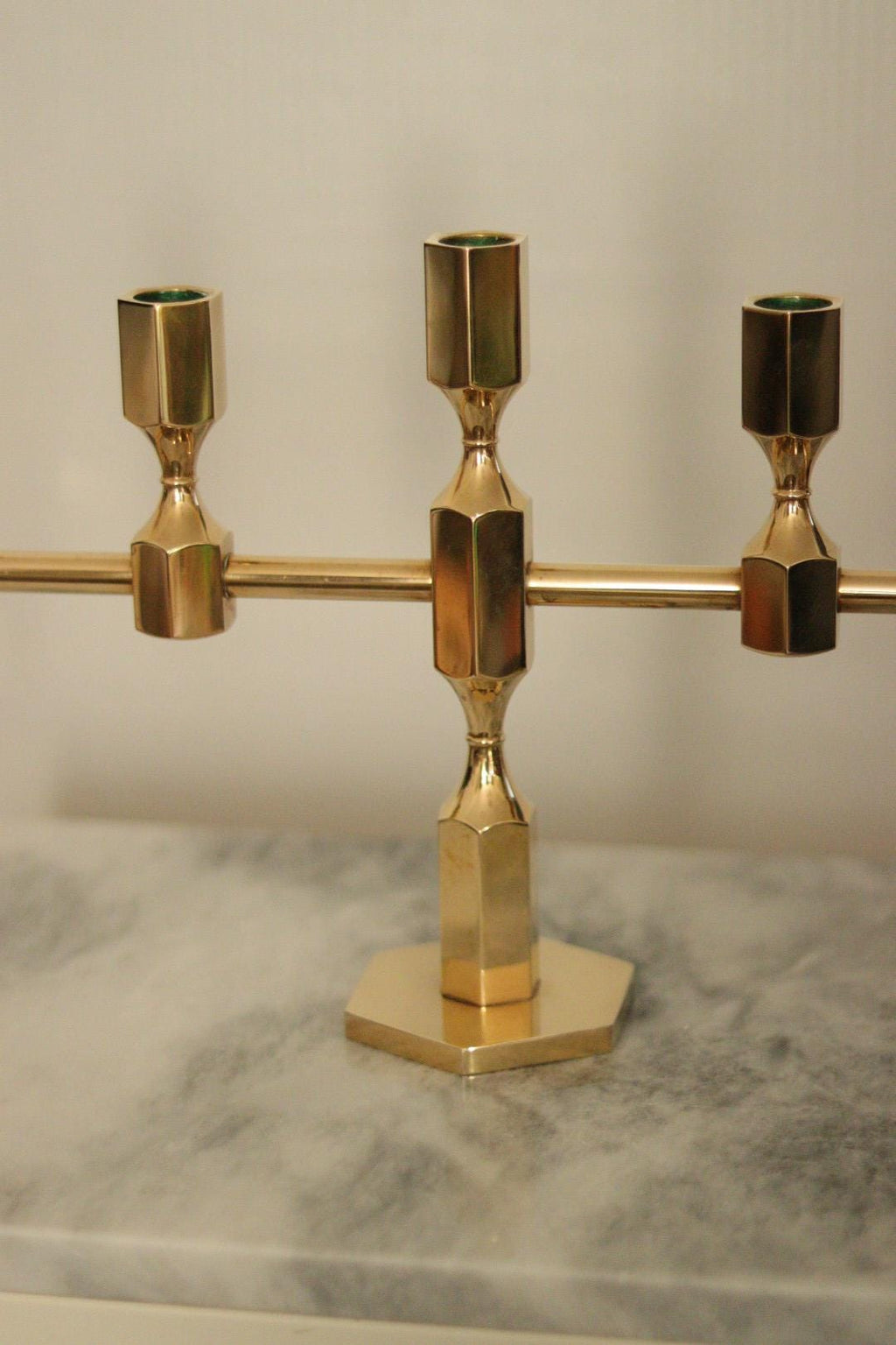 Swedish Brass Five Arm Candelabra By Gusum