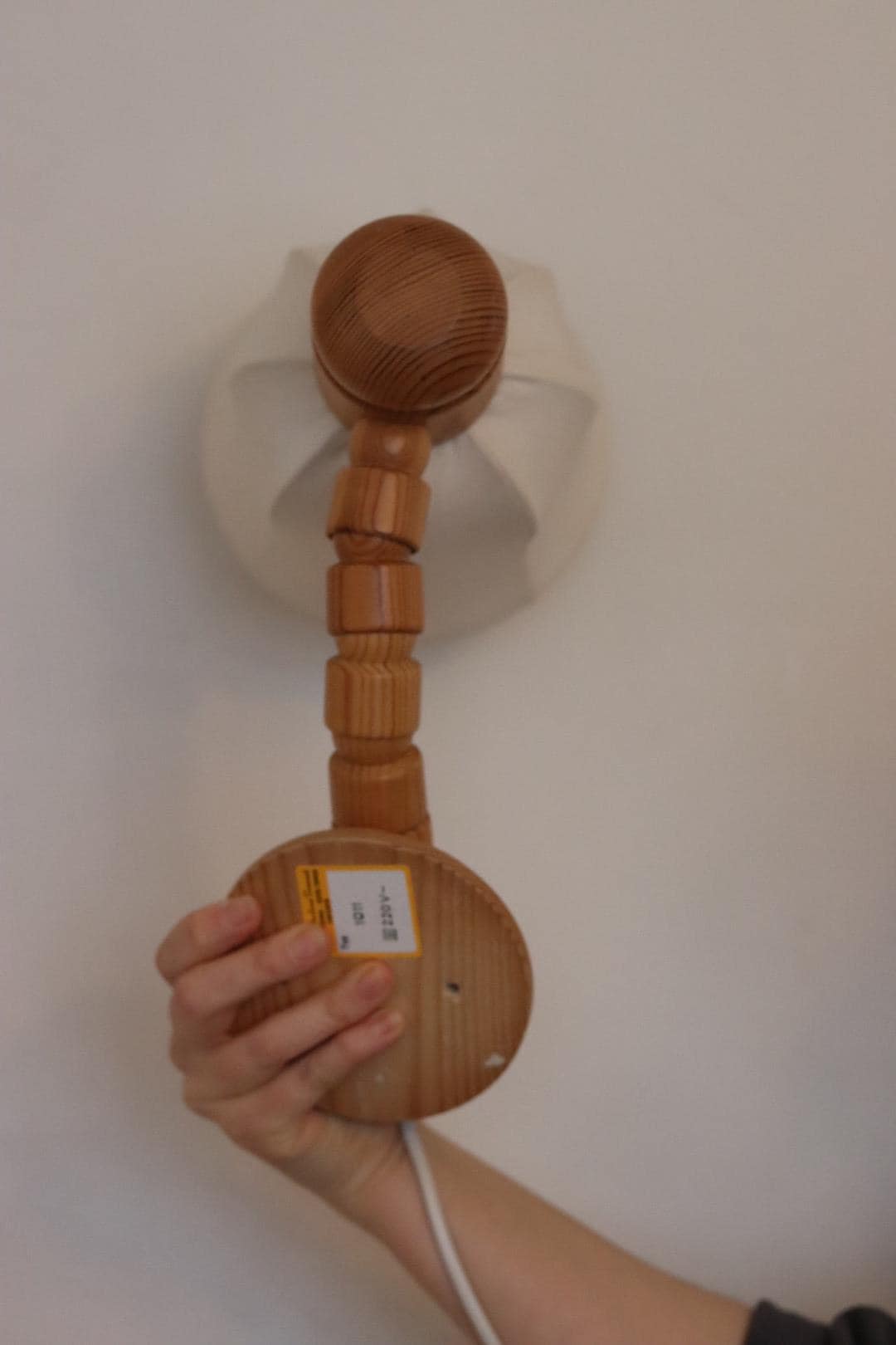 Pair of Vintage Wall Lamps by Solbackens Svarveri, Sweden, 1970s - Pine Wood